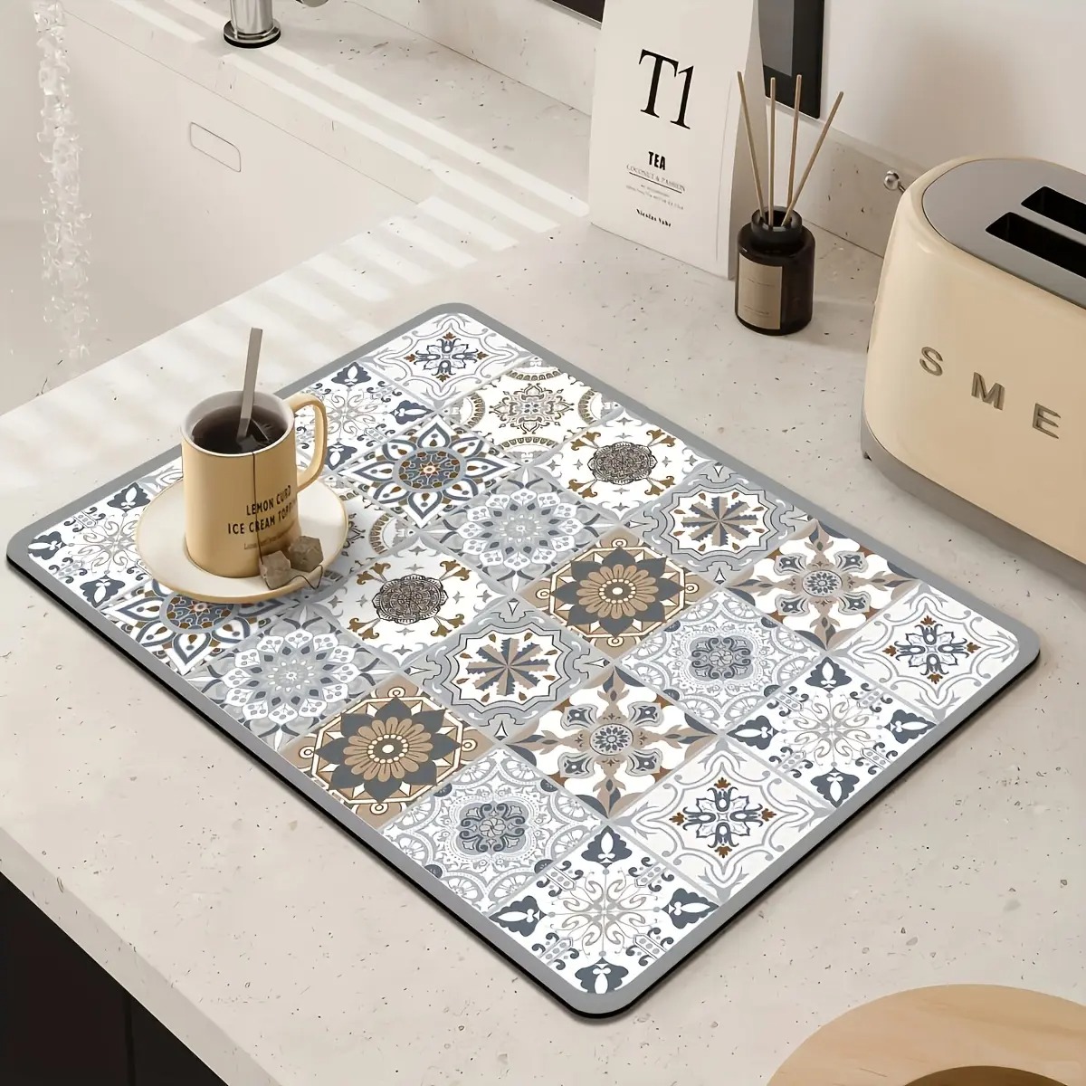 Meal Prep Format - 1pcs Kitchen Countertop Mat Vintage Tile
