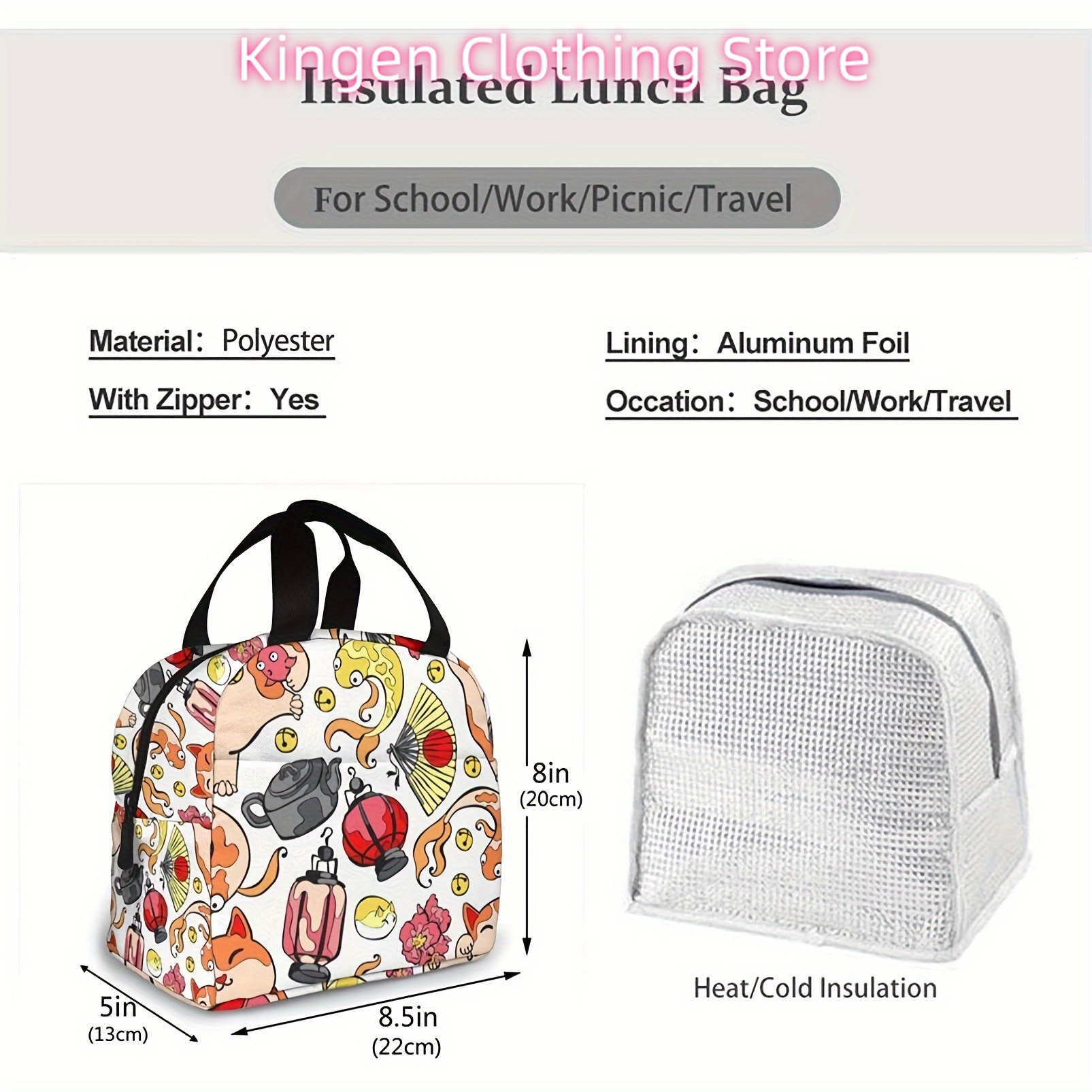 1Pcs Insulated Lunch Bag with  - đánh giá và giá Meal Prep Japanese